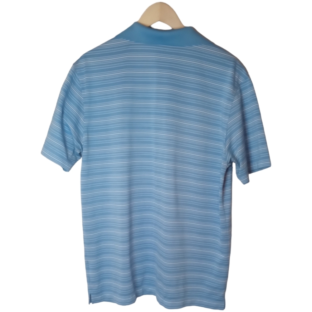 Nike Golf Men's Dri-Fit Blue White Striped Short Sleeve Polo  Large - Picture 2 of 11